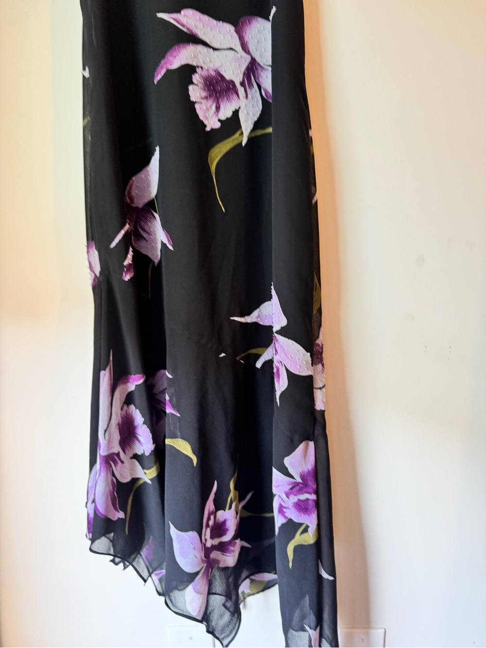 Vintage Hand beaded vintage cocktail dress Lavender Floral Print. - Picture 7 of 12